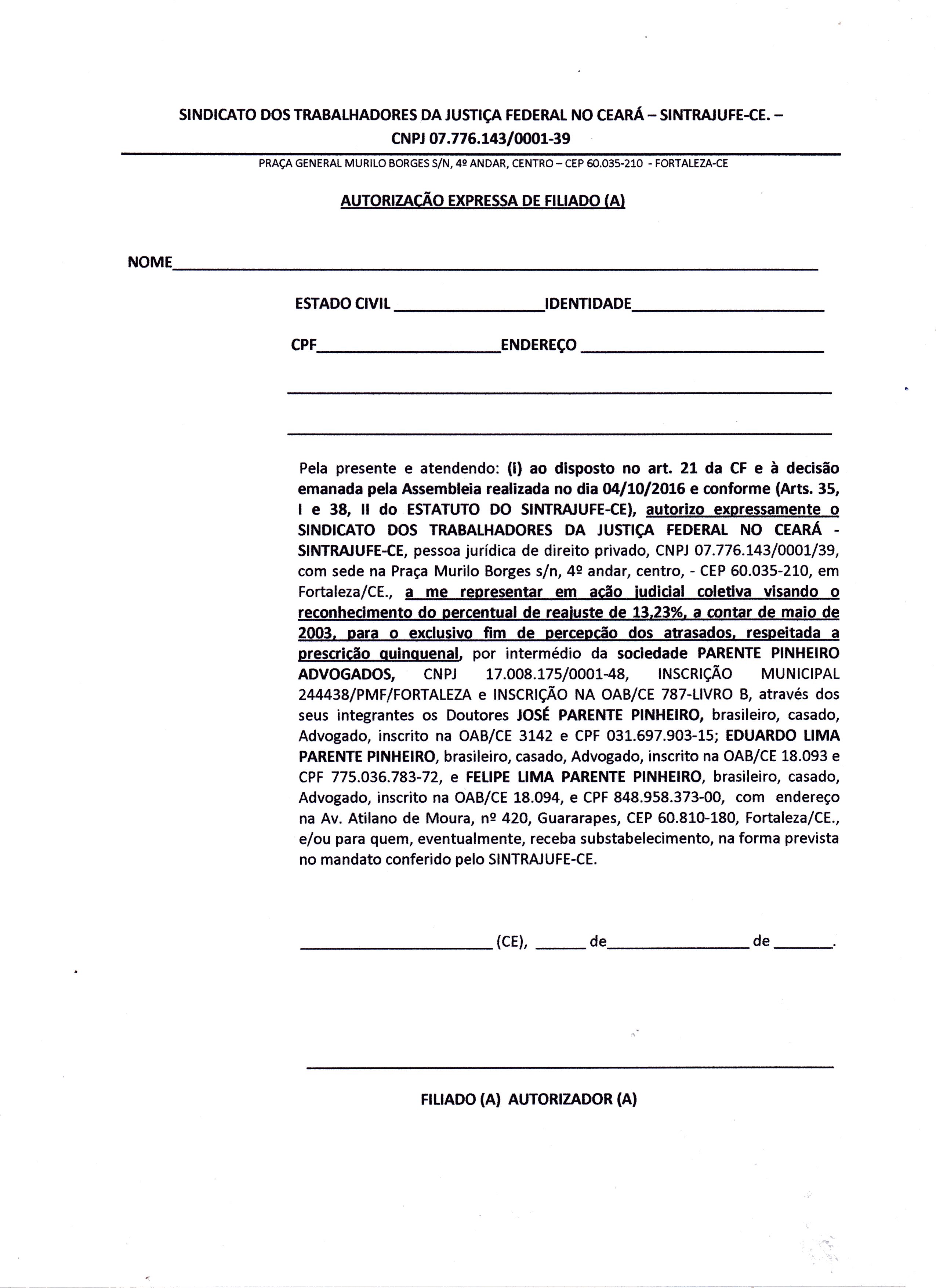 AJUIZAMENTO DA AÇÃO DOS 13,23% - EXPLICAÇÕES