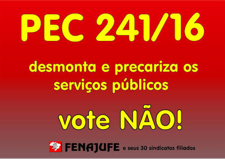 Na tarde de sexta-feira (14), estiveram reunidos na JFCE, os sindicatos da JF, JE, JT, Justiça Estadual, CGU e Ministério da Agricultura para alinhar ações contra a PEC 241. A proposta é agir em conjunto através de outdoors, manifesto nas redes sociais e 