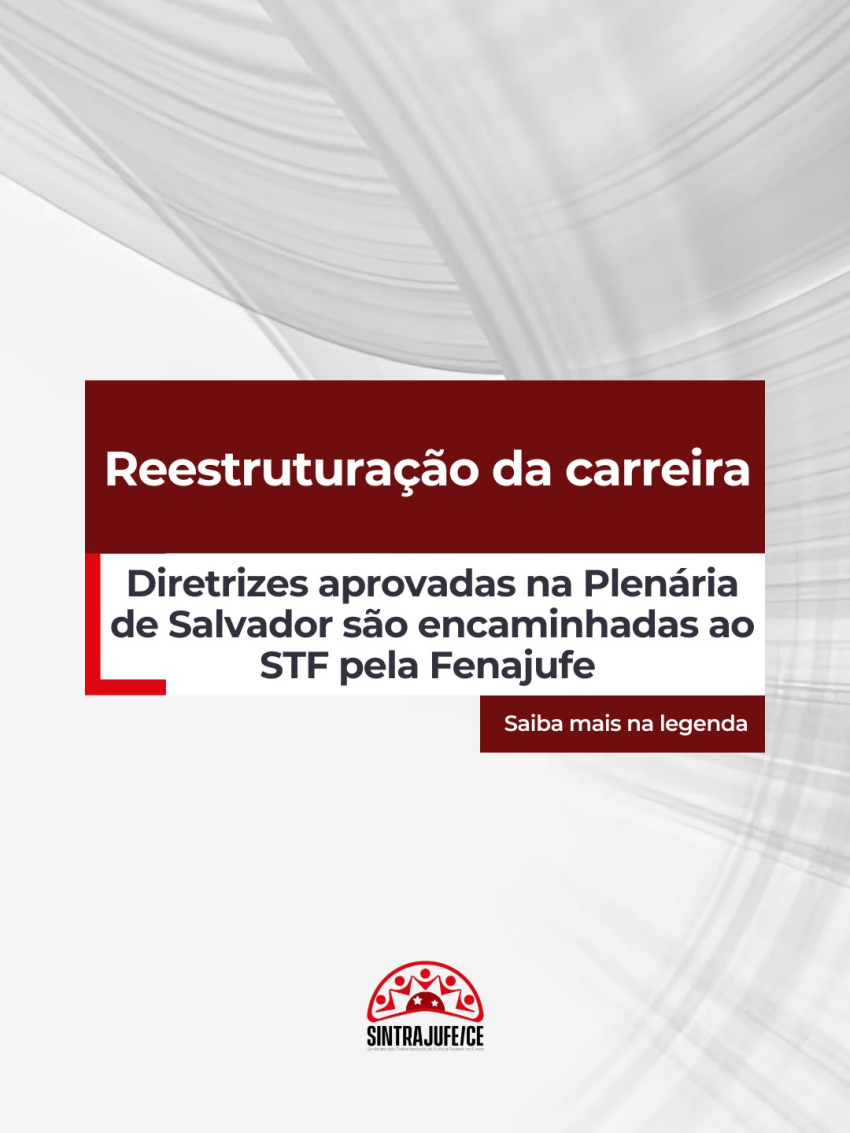 Reestruturação da Carreira: Diretrizes aprovadas na Plenária de Salvador são encaminhadas ao STF pela Fenajufe